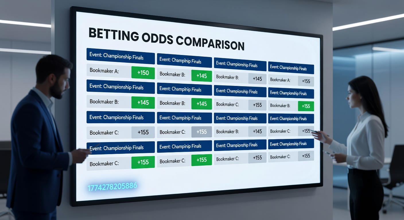 Close-up of a mobile app interface comparing live tennis odds from various bookmakers during a high-stakes match