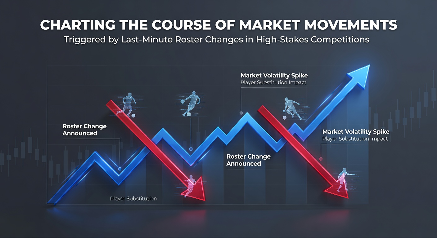 Visual chart displaying betting market fluctuations following sudden player roster adjustments in major sports events