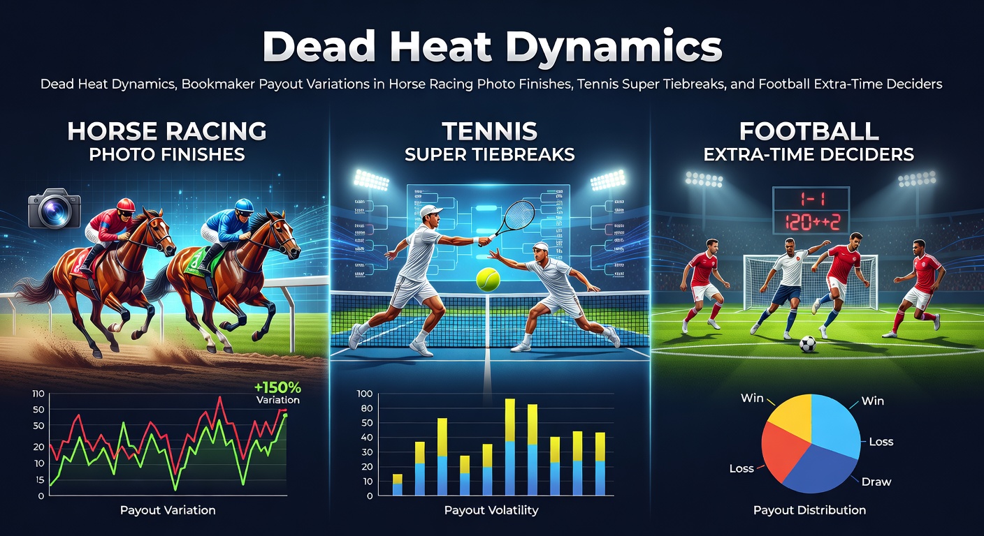 Dramatic horse racing photo finish with horses necks apart, highlighting dead heat tension