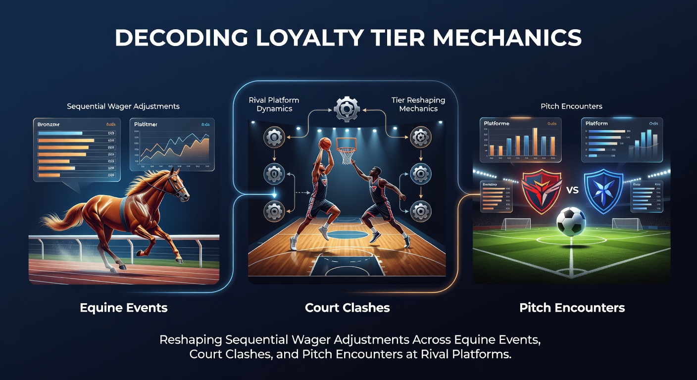 Loyalty tier progression chart showing wager adjustments for horse racing, tennis and football bets on competing betting platforms