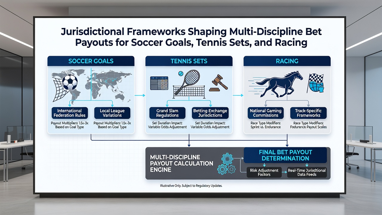 Comparison charts of payout timelines for tennis sets, soccer goals, and racing finishes under various promotional fund rules