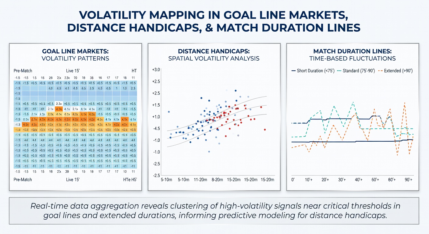 Visualization of distance handicap and match duration line fluctuations across simultaneous events