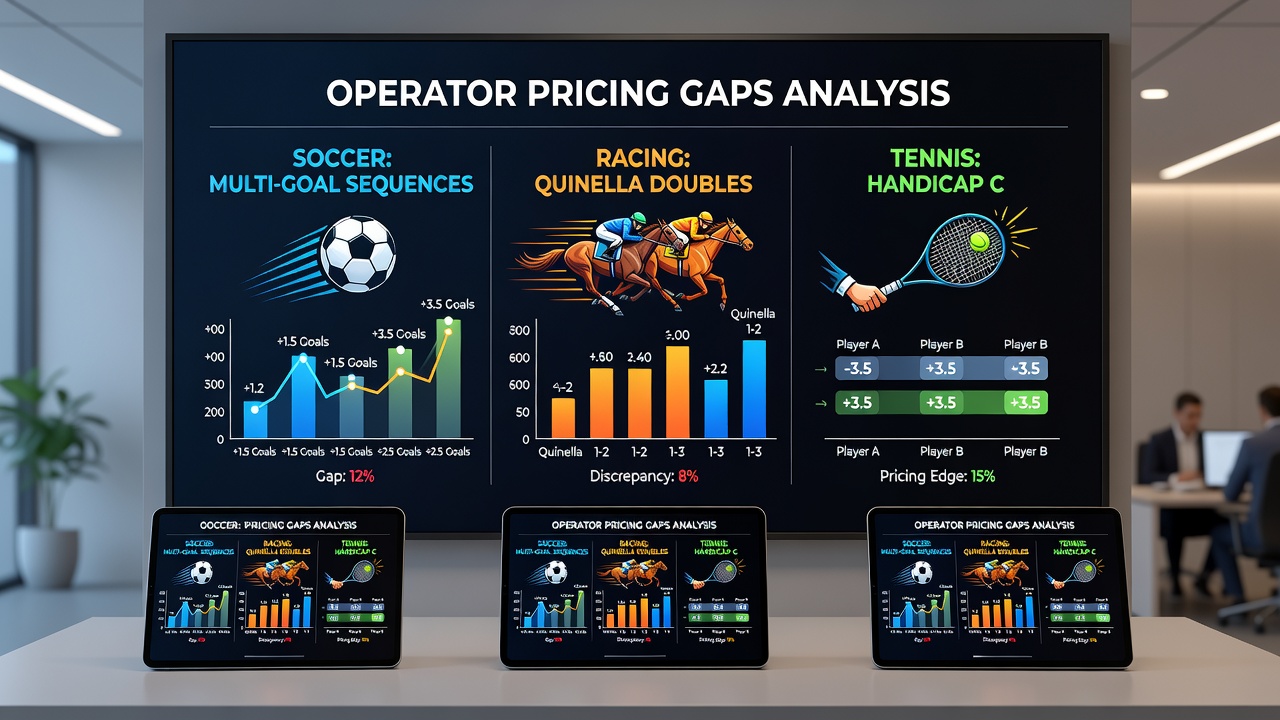 Comparison chart of tennis handicap chains and quinella double pricing across multiple operators during bonus periods