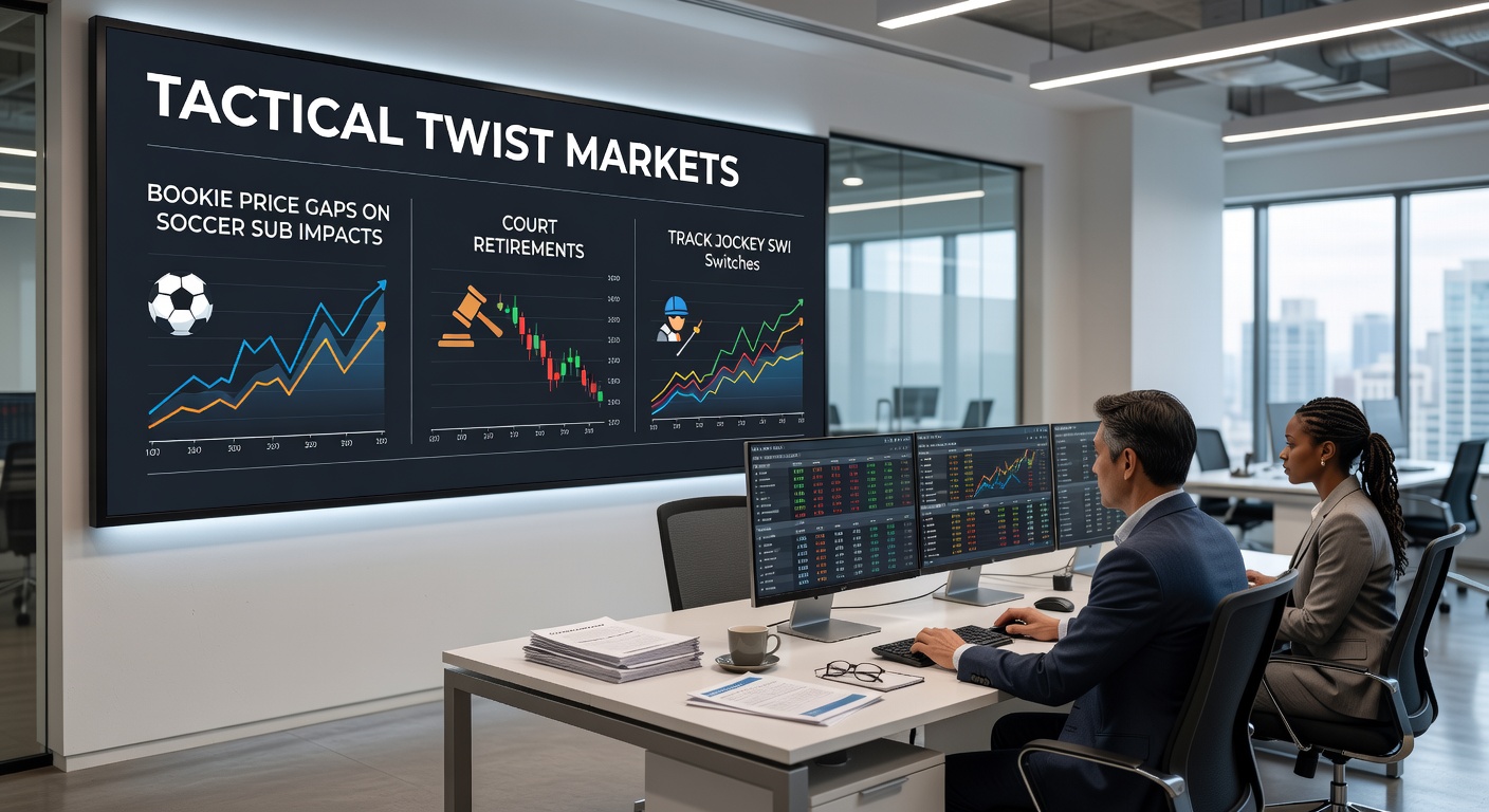 Horse racing jockey reviewing form sheets amid a last-minute switch announcement at the track