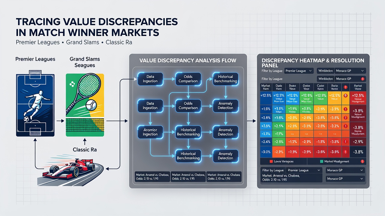 Comparative charts showing bookmaker odds spreads for Premier League, Grand Slam and Classic race match winners